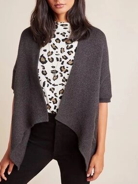 Akemi + Kin Etienne charcoal gray dolman sleeve cocoon slouch cardigan one size